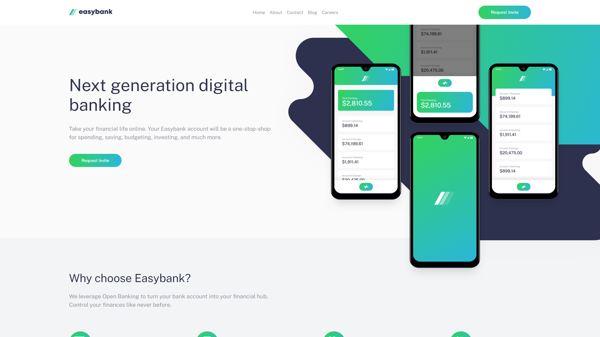 Easybank landing page
