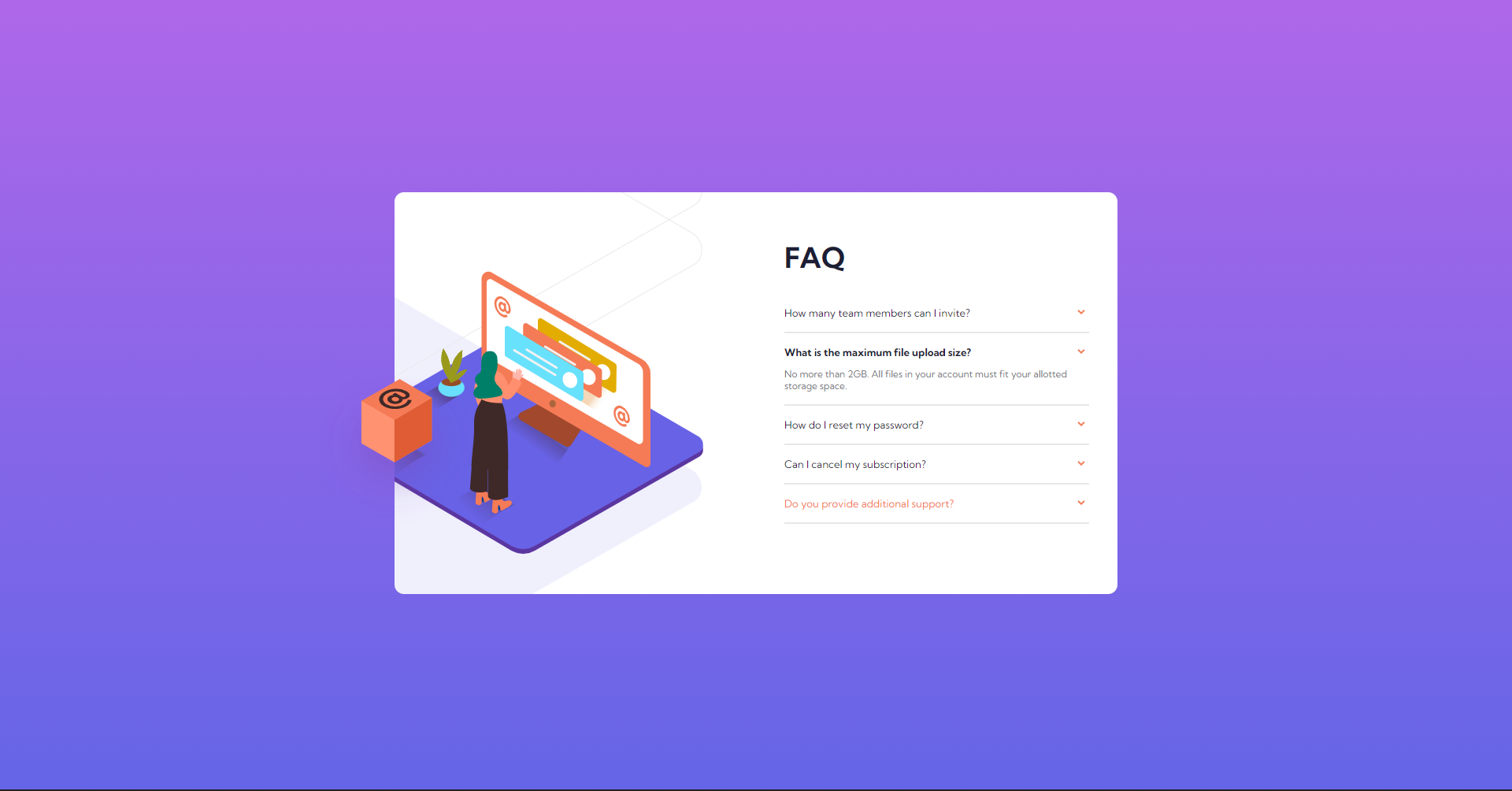 Preview van FAQ website