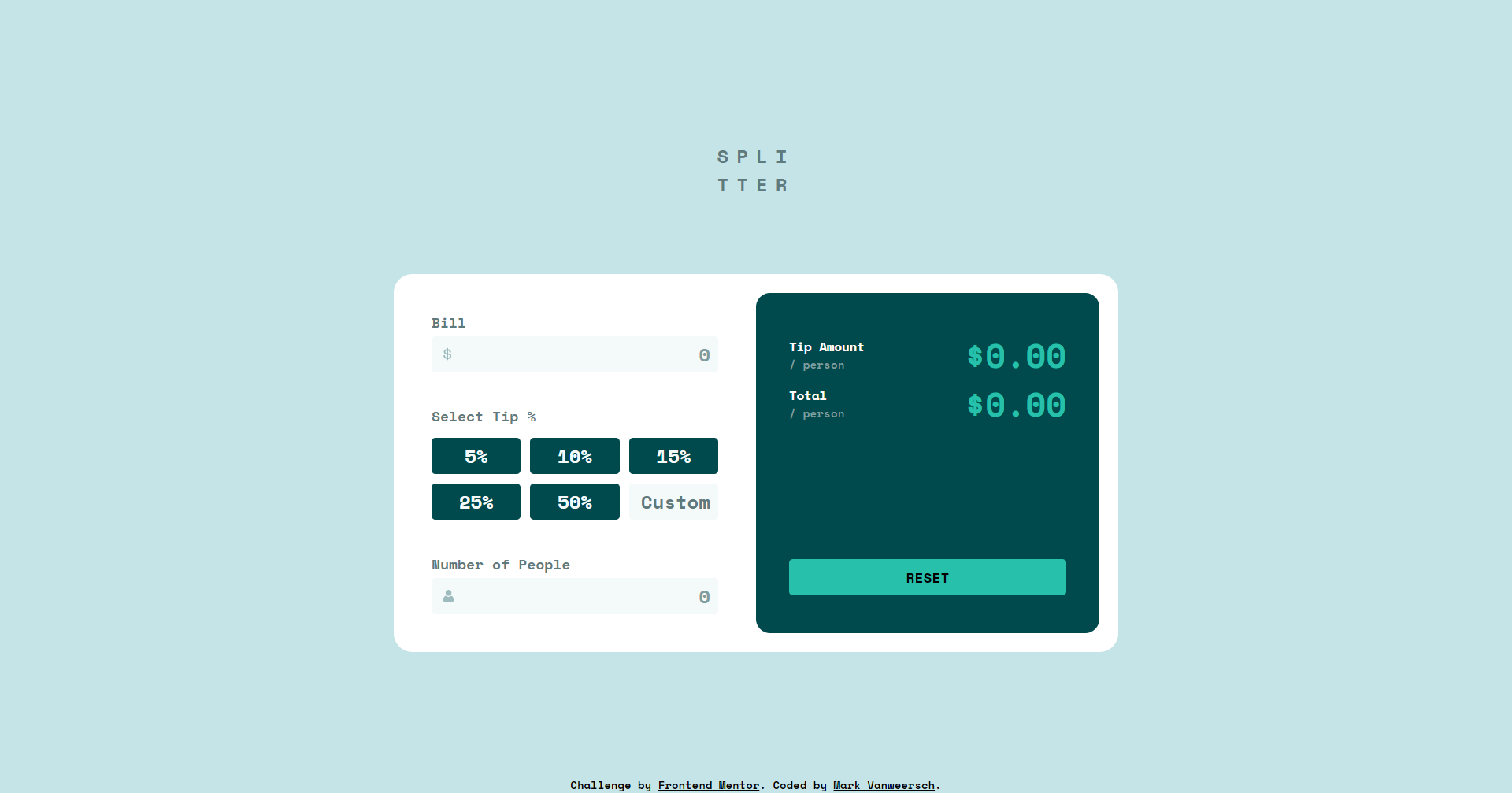Tip calculator app screenshot